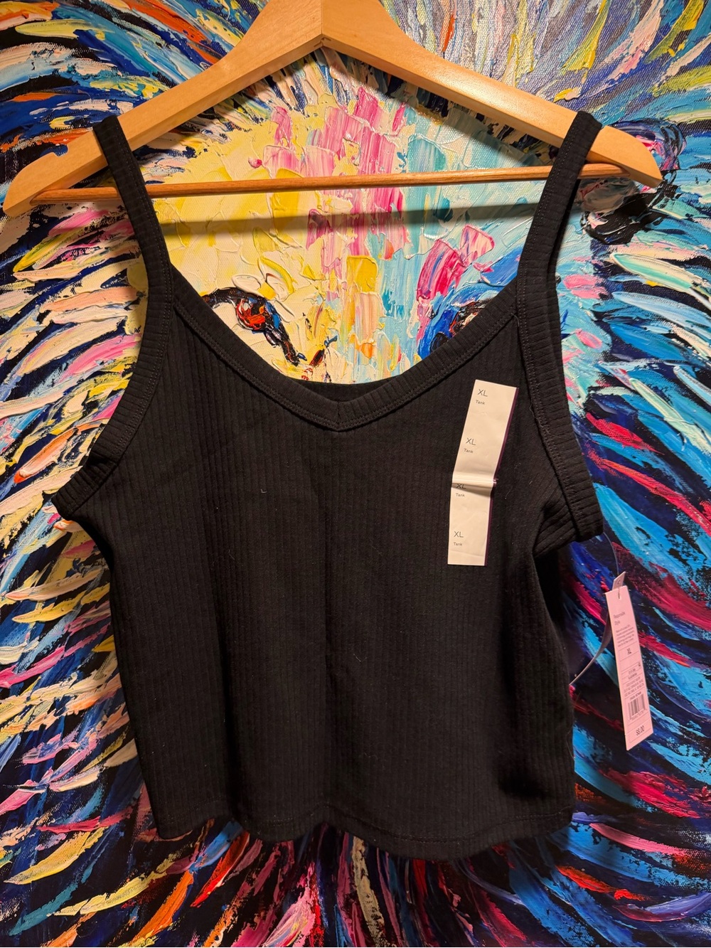wild fable Black Ribbed V-Neck Tank